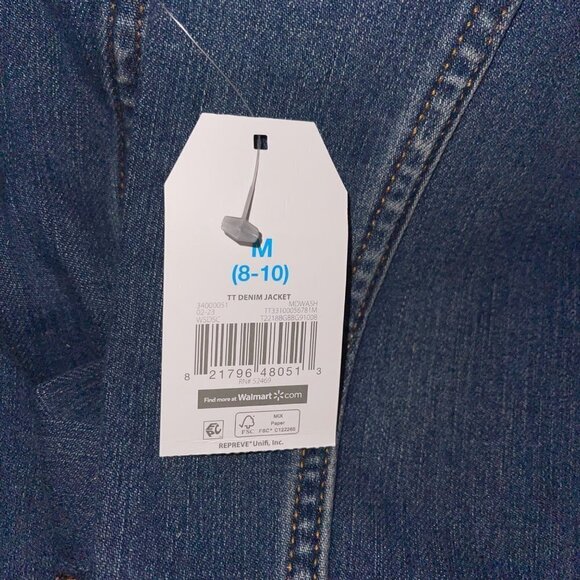 TIME & TRU Jean Jacket Stretch Denim Women's Medium (8-10) Blue Medium‎ Wash NWT - Picture 9 of 9